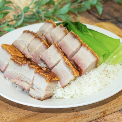 Crispy Roast Pork on White Rice